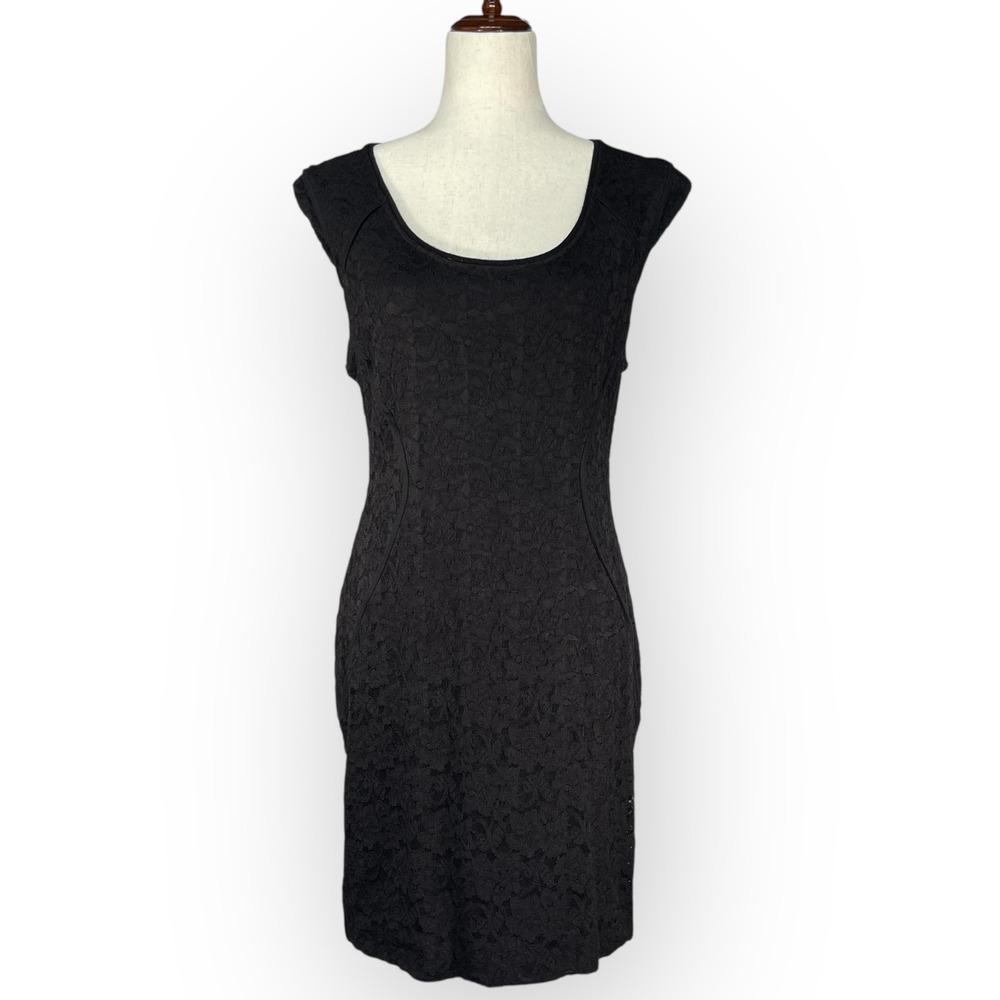 Express Womens Black Floral Lace Sheath Dress Sleeveless Scoop Neck Size 12